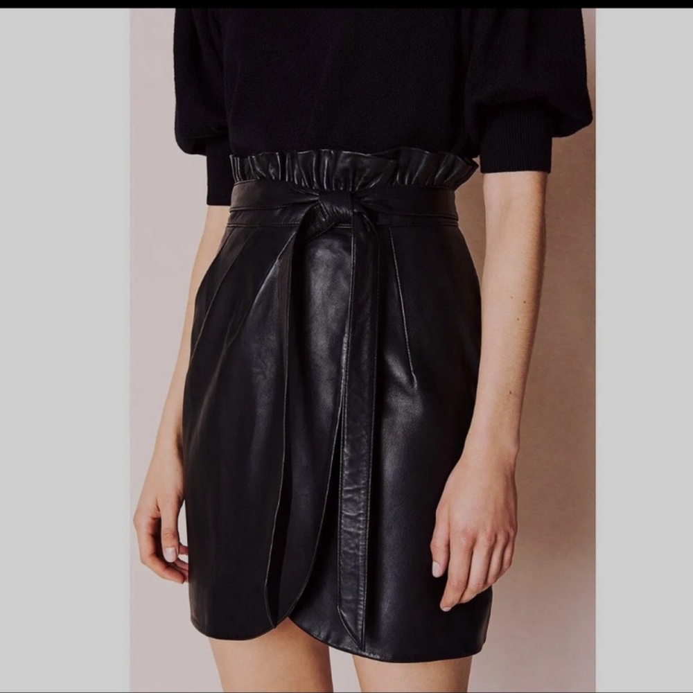 ba&sh Black Leather Mini Skirt